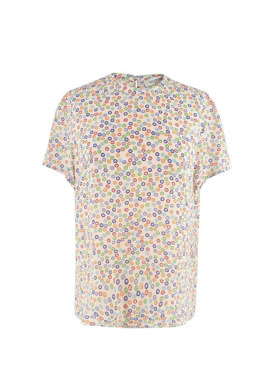 Valentino Multi-Colour Floral Print Silk Top