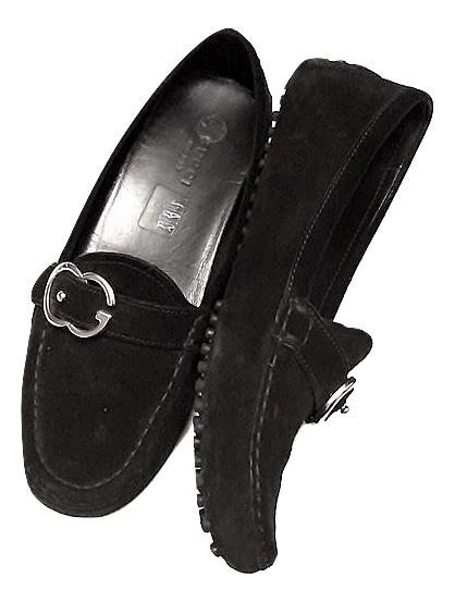 Black Suede Interlocking G Loafers