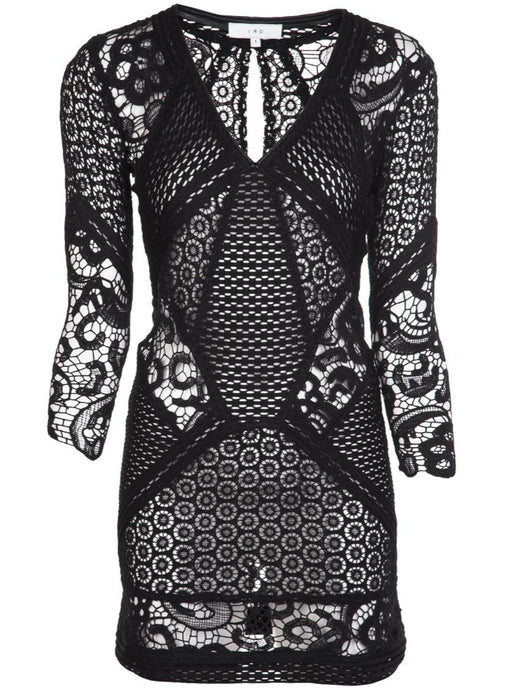 IRO black crochet rovea mini dress