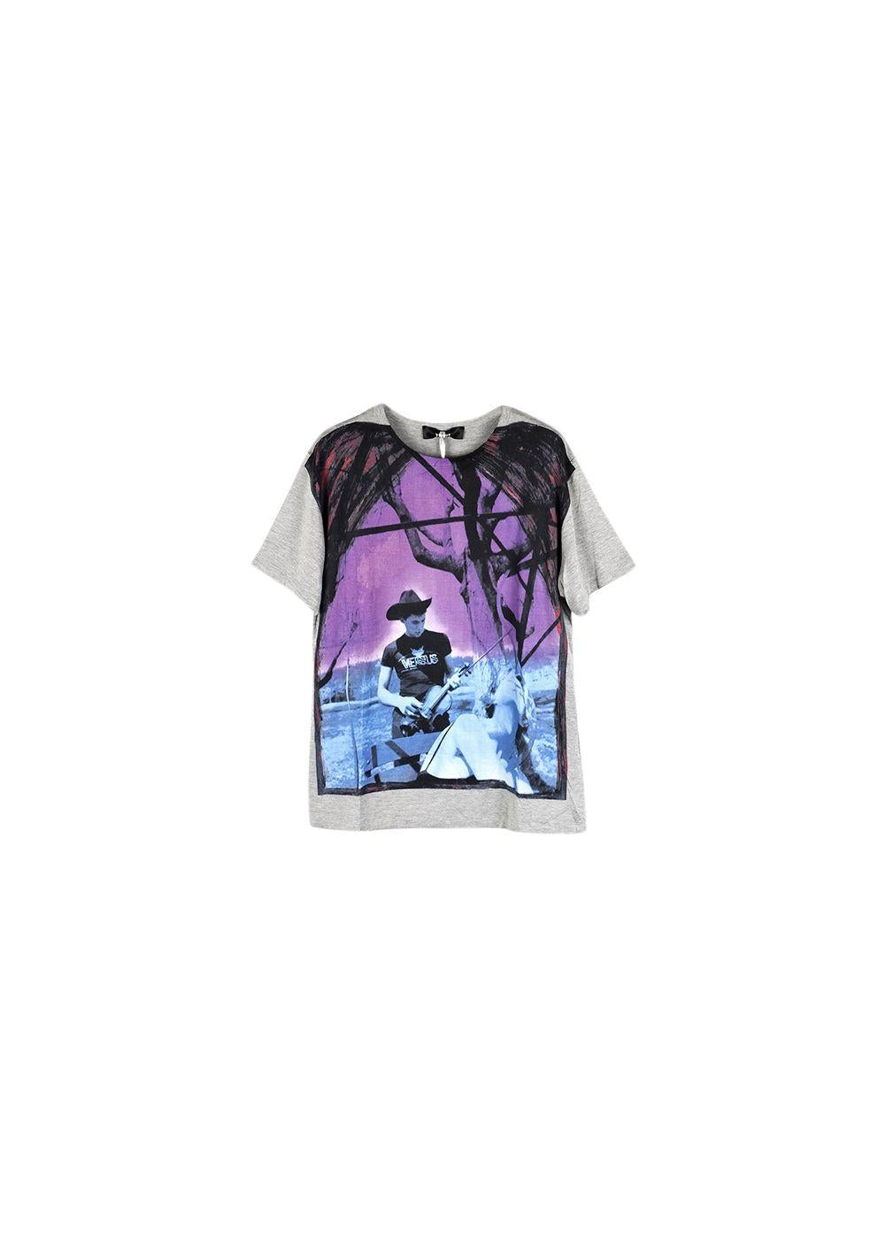 Grey Cowboy Print T-Shirt