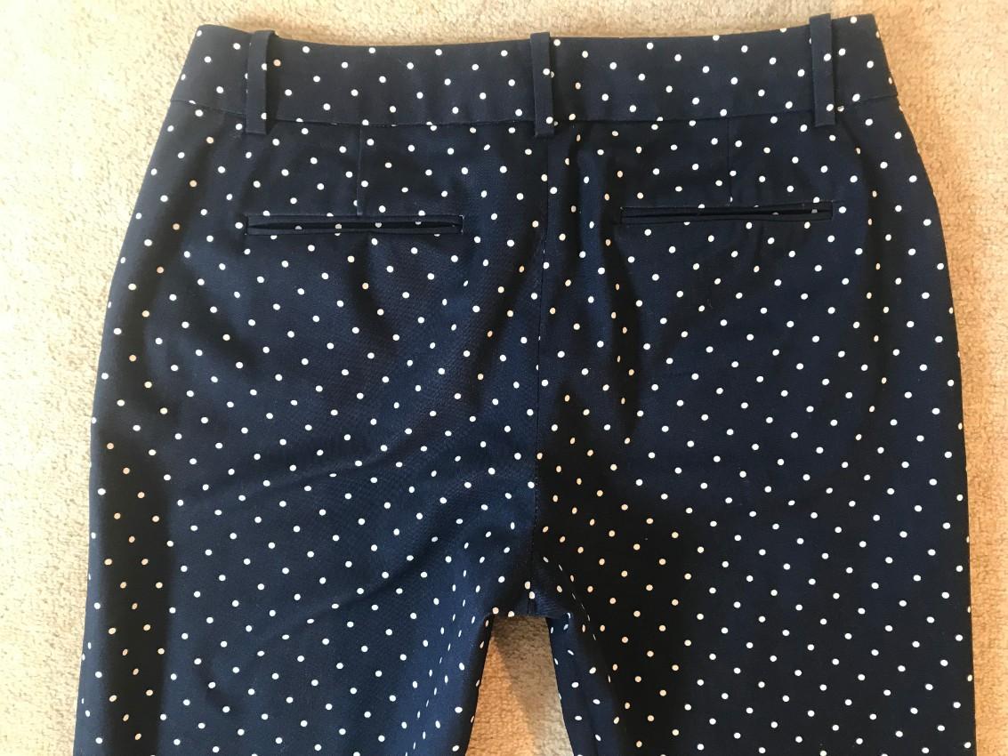 J. Crew Cafe Capri navy polka dot stretch pants