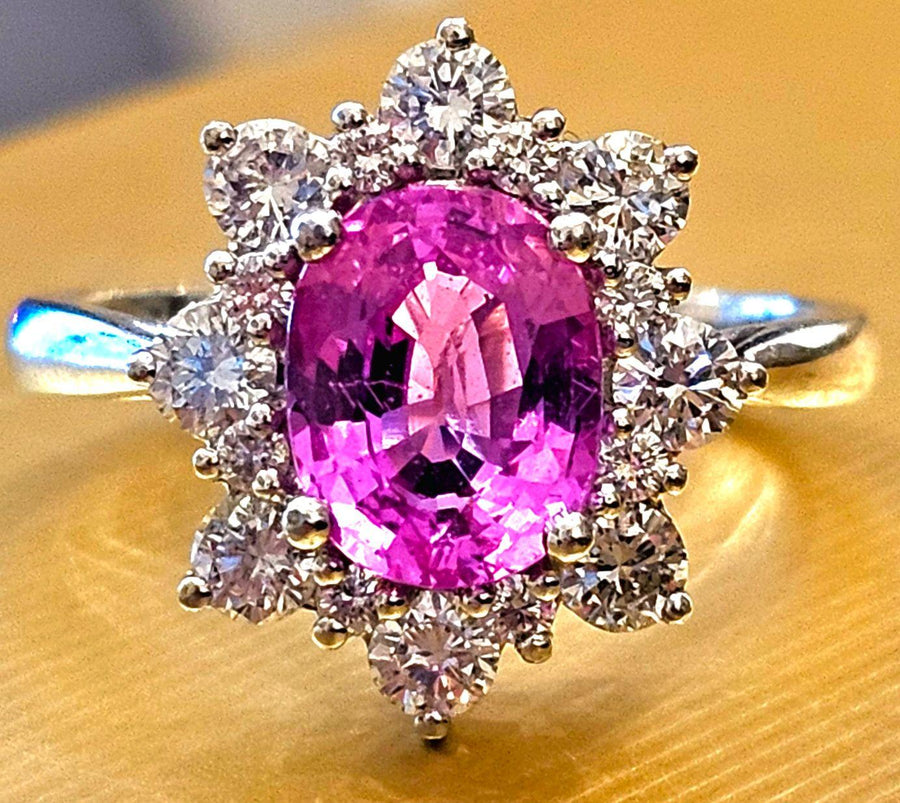 Bespoke Madagascan Sapphire And Diamond Ring Pink