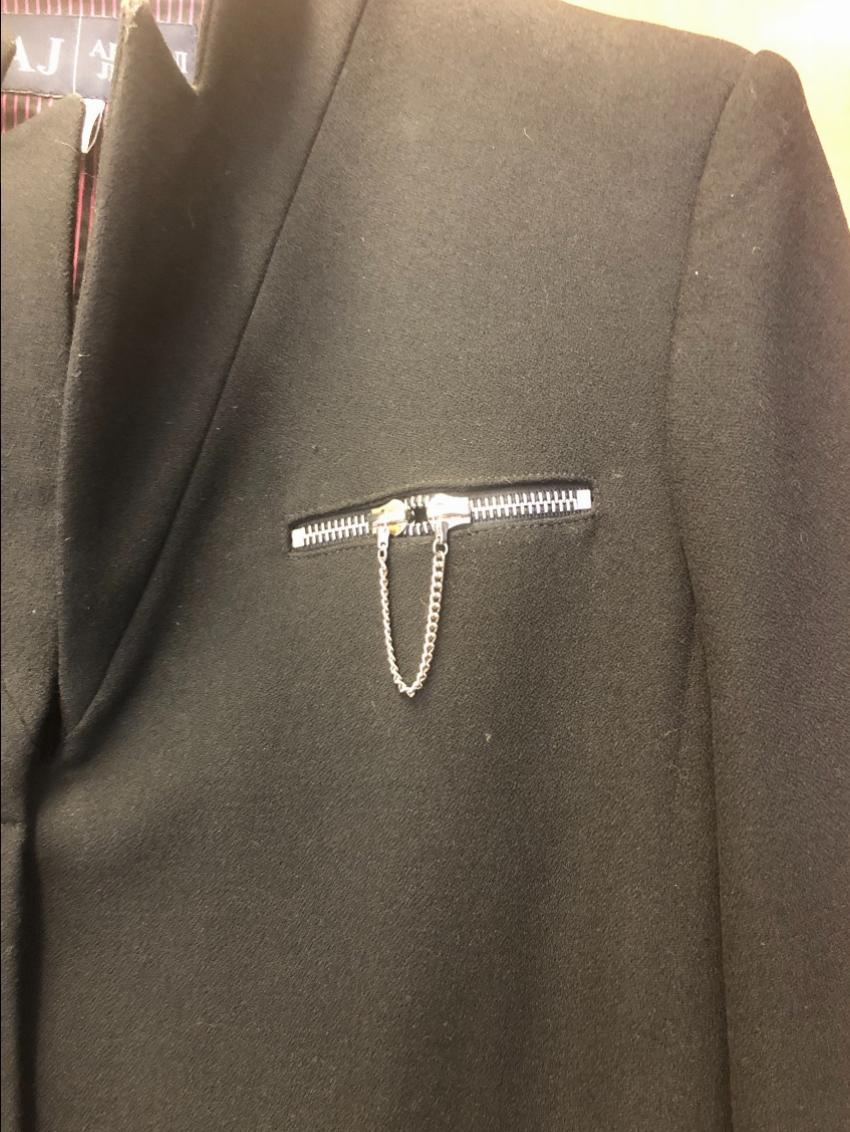Armani Jeans Single Breasted Black Zip Detail Coat