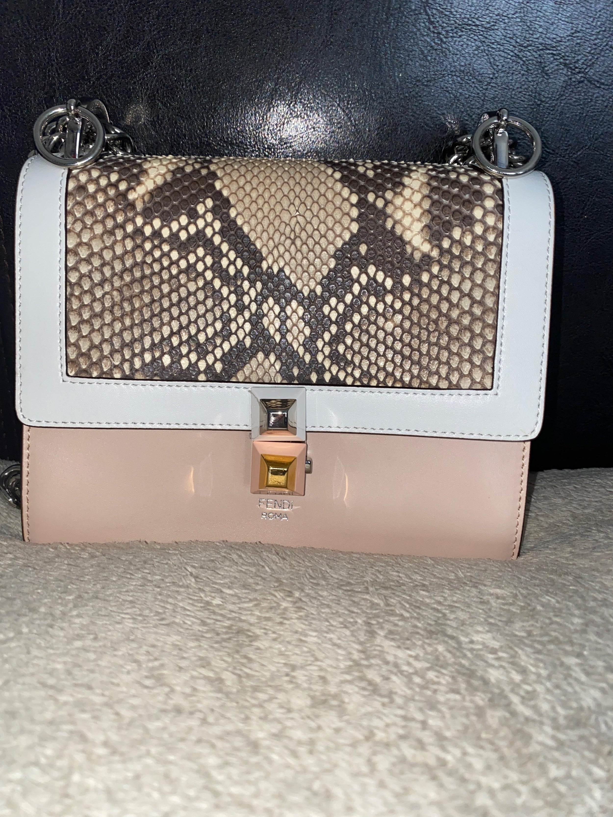 Pink leather & python Kan I bag