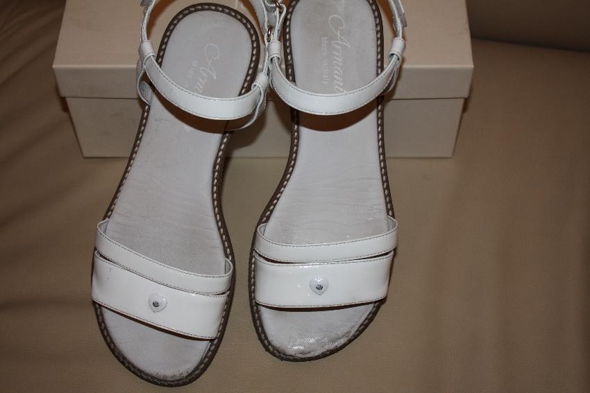 Armani Girl's 38 White Patent Leather Sandals