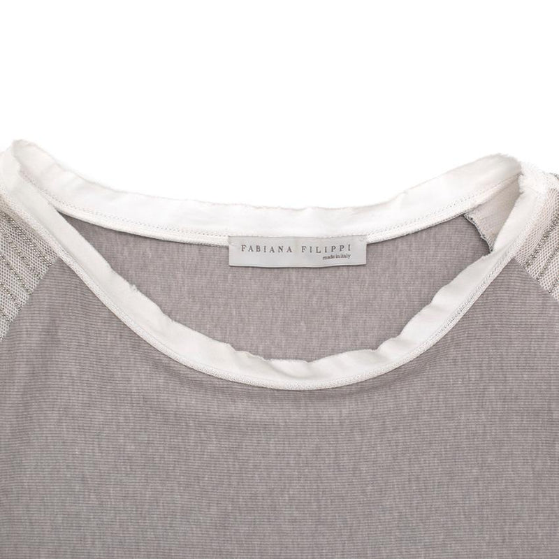 Fabiana Filippi Knit & Mesh Beaded Top