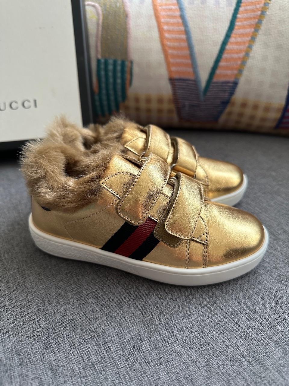 Gucci Gold Fur Lined Sneakers