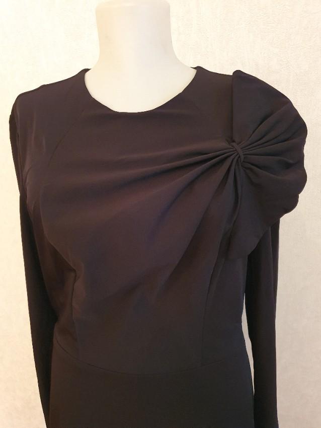 DVF Black Asymmetric Bow Detail Mini Dress