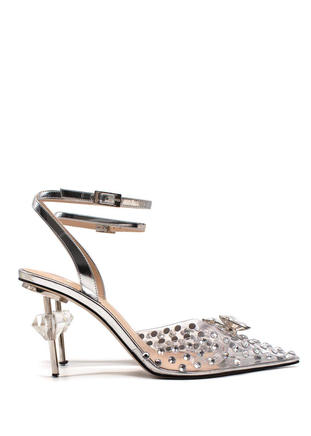 Mach & Mach Perspex Crystal-Embellished Stiletto Pumps