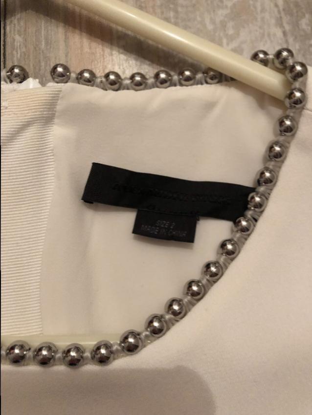 Alexander Wang Ecru Embellished Collar Top