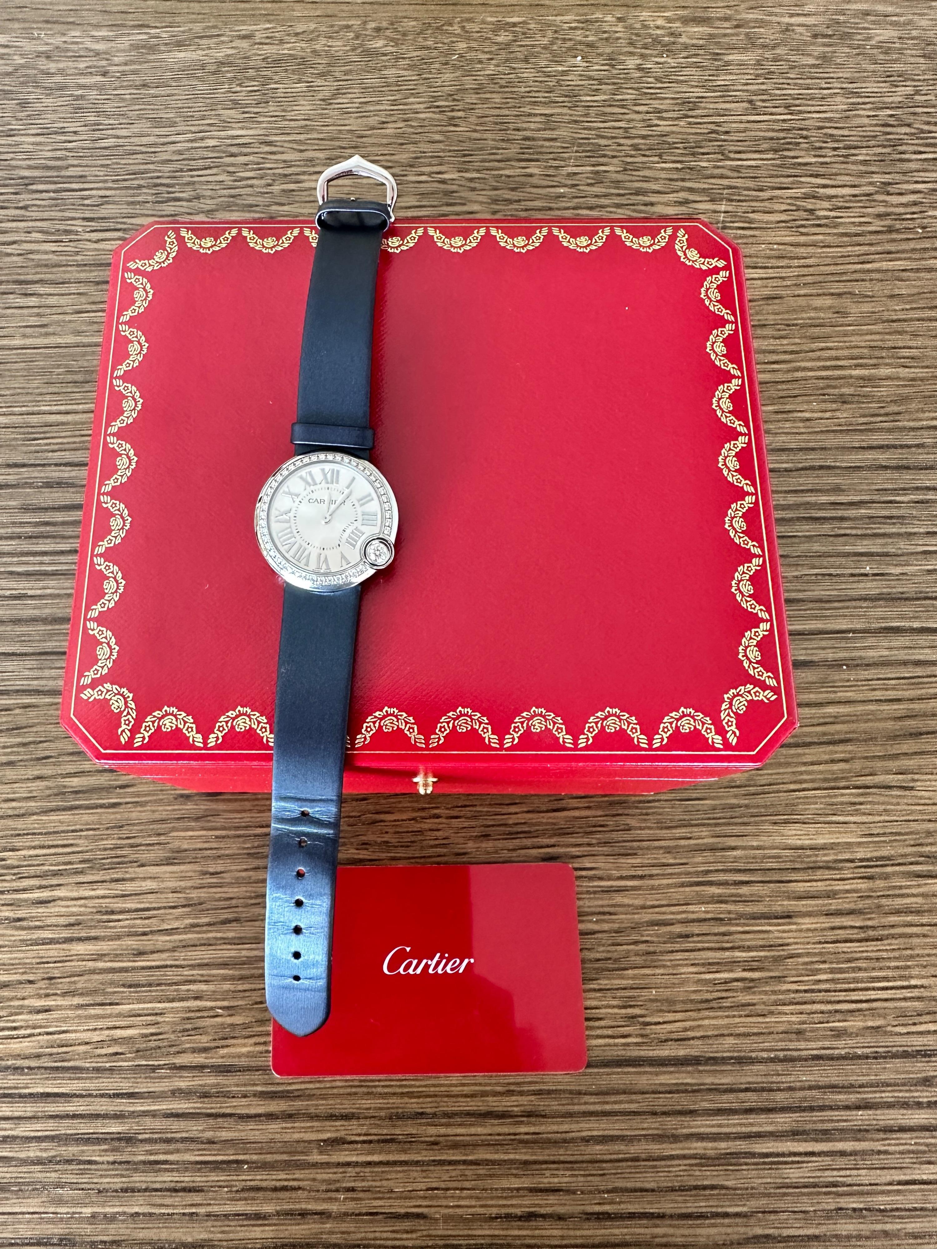 Cartier Ballon Blanc Diamond Watch with Silk Strap