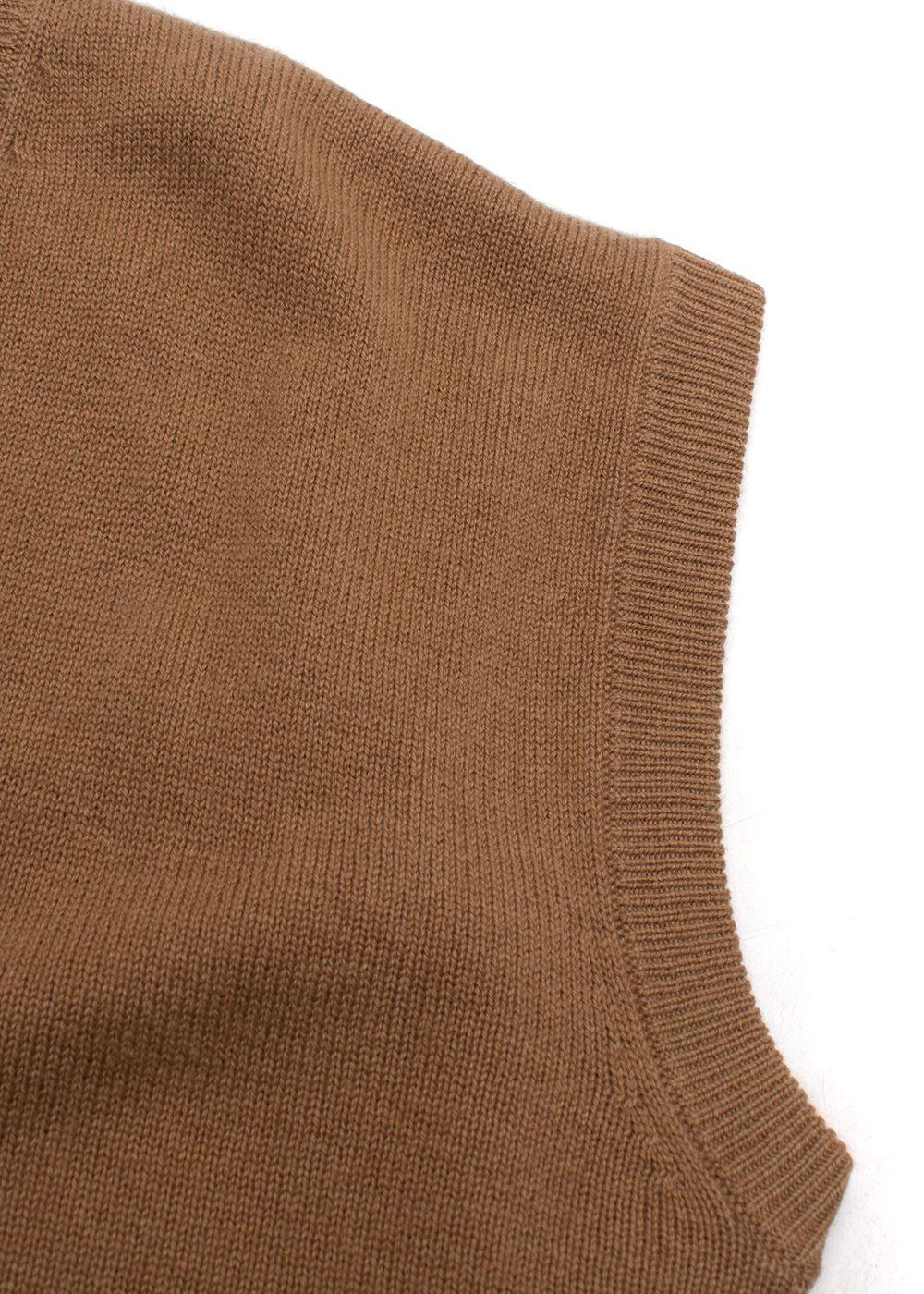 Madeleine Thompson Camel Wool-Blend Sweater Vest