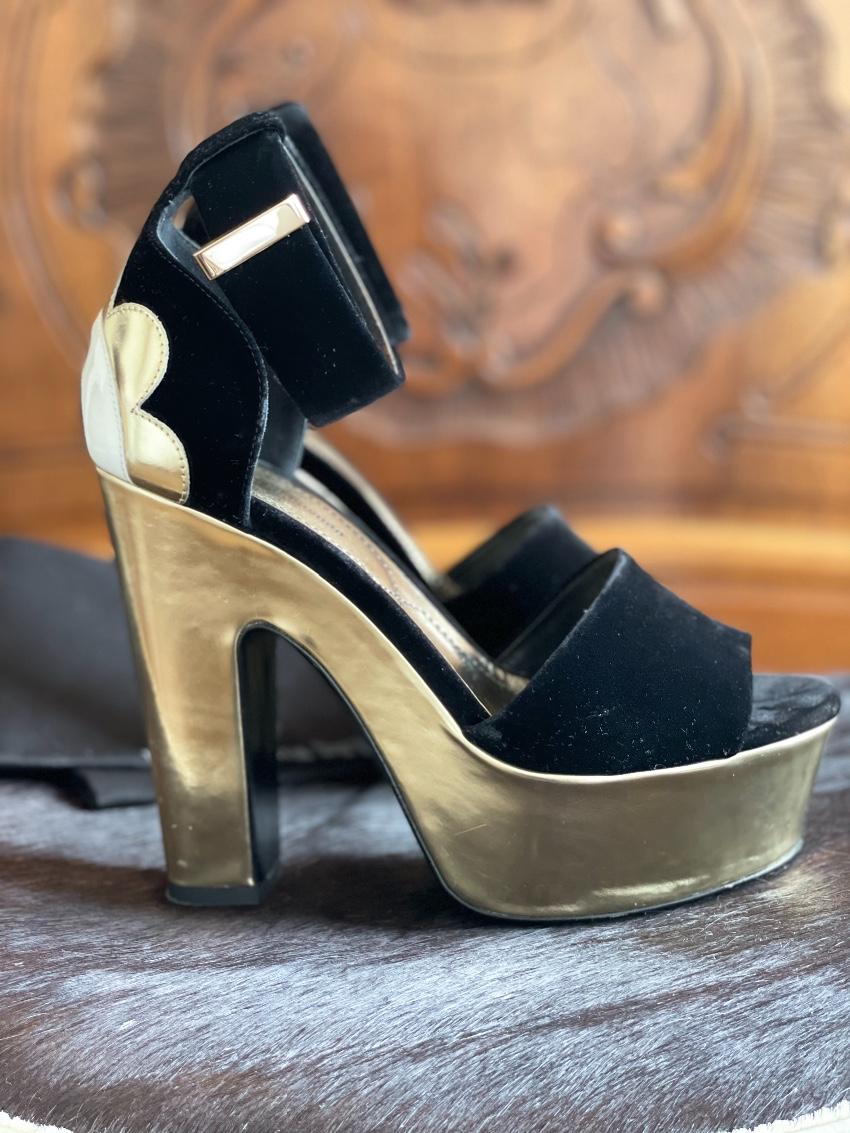Nicholas Kirkwood Polly Petal velvet and leather platform sandals