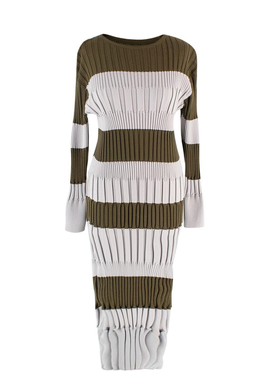 Issey Miyake Pleats Please Two Tone Ribbed Midi Dress