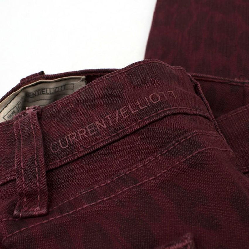 Current Elliott Burgundy Leopard Print Skinny Jeans