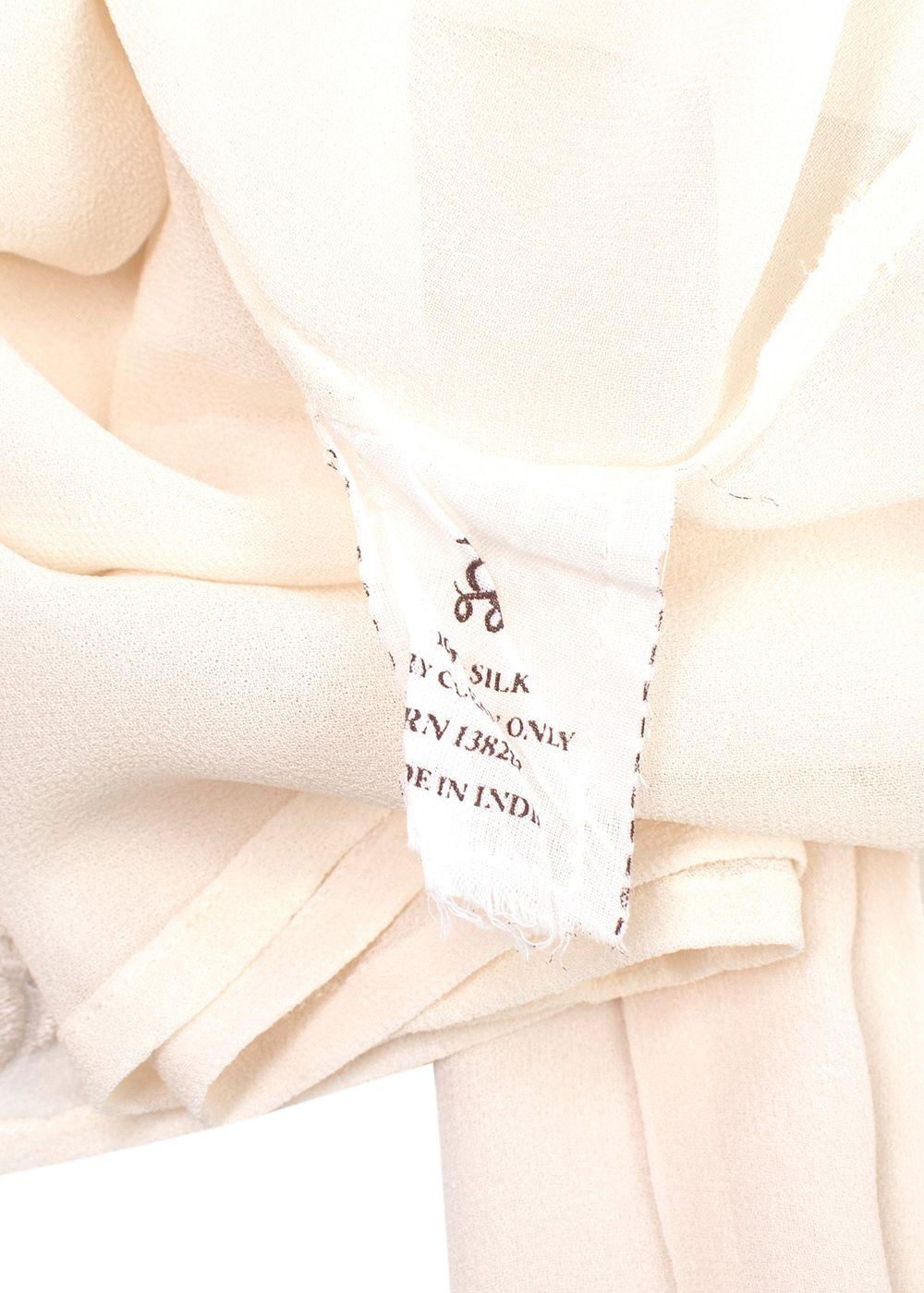 Figue Cream Silk Embroidered Belted Dress