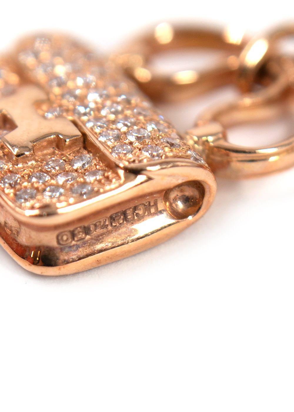 Hermes 18K Rose Gold Diamond Constance Amulettes Bracelet