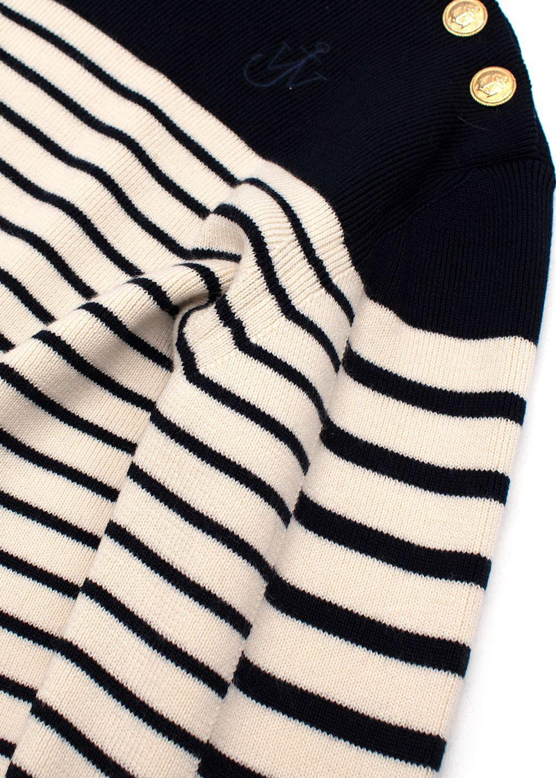JW Anderson Navy Striped Merino Wool Turtleneck Jumper
