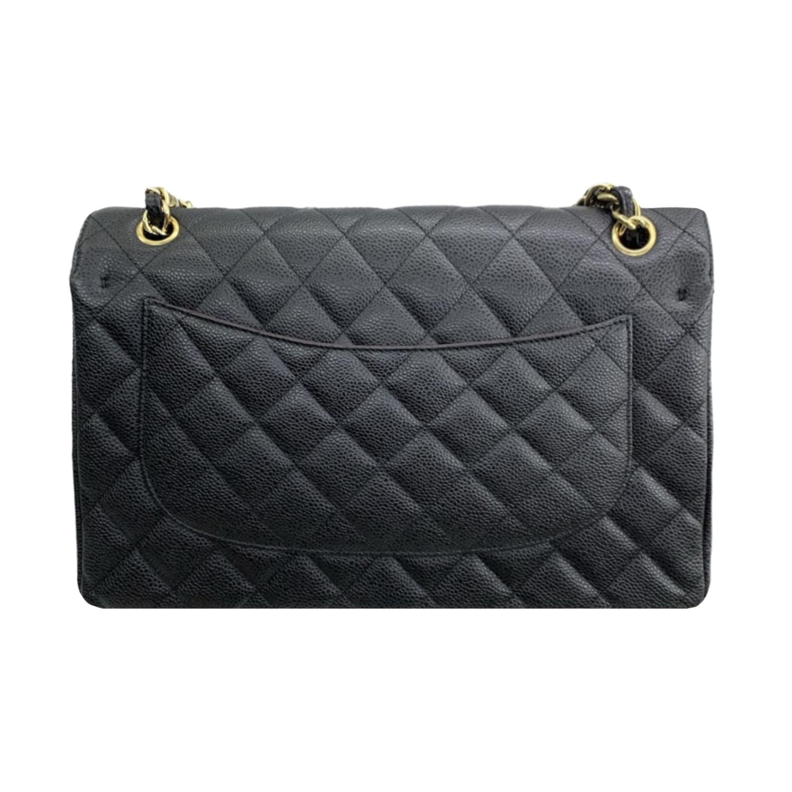Chanel Black Caviar Leather Jumbo Double Flap Bag