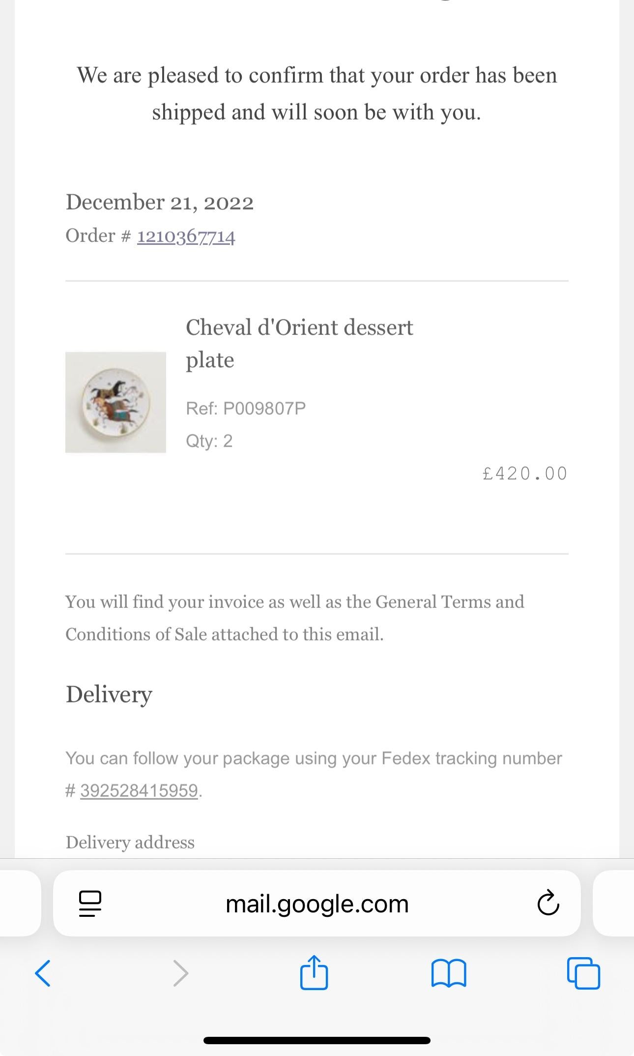 Hermes Cheval D'Orient Desert Plates x2