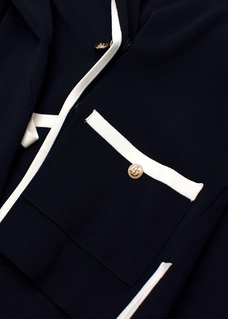 Claudie Pierlot Navy Double Breasted Knitted Blazer