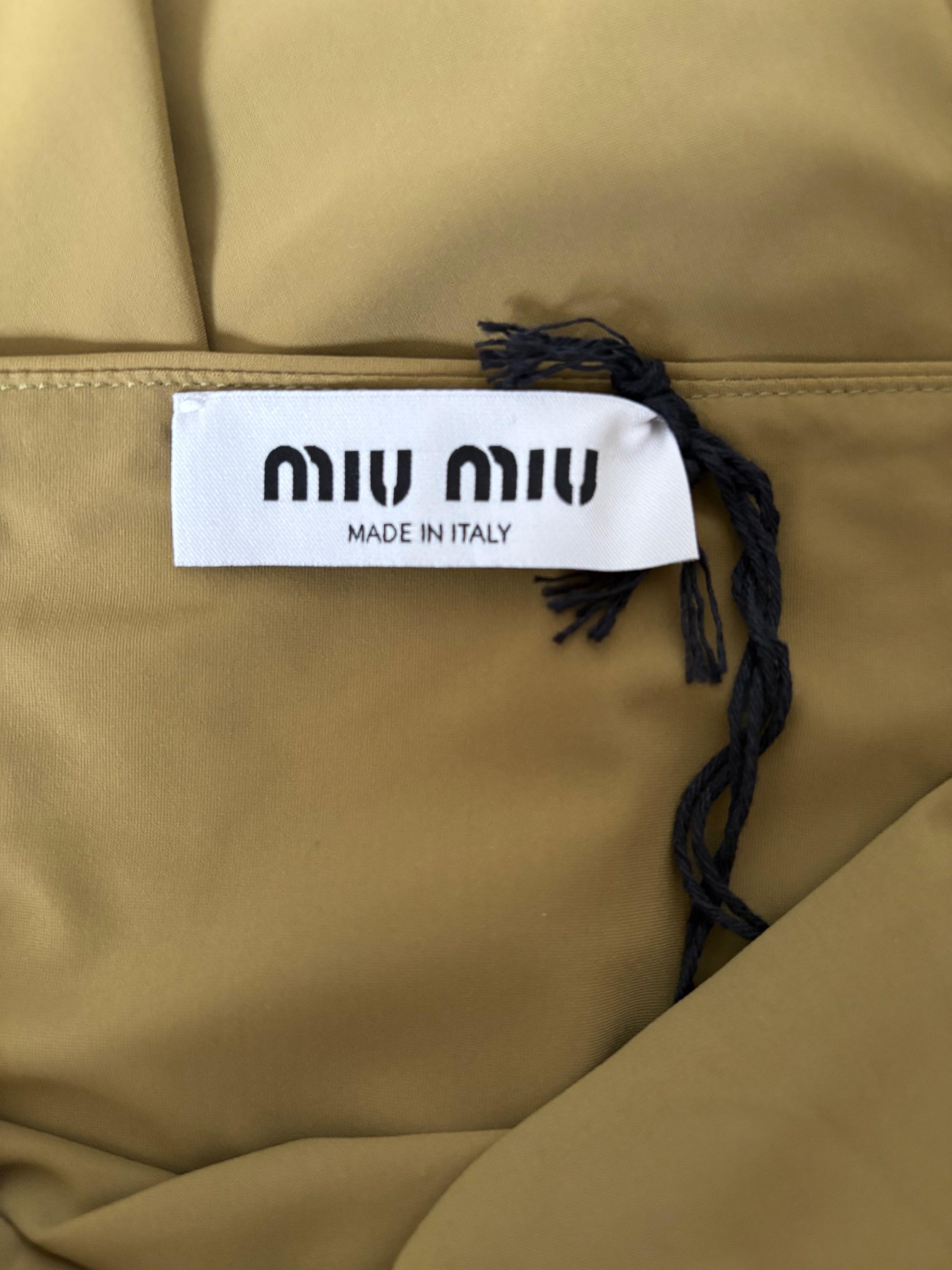 Miu Miu Olive Green Jersey Midi Skirt