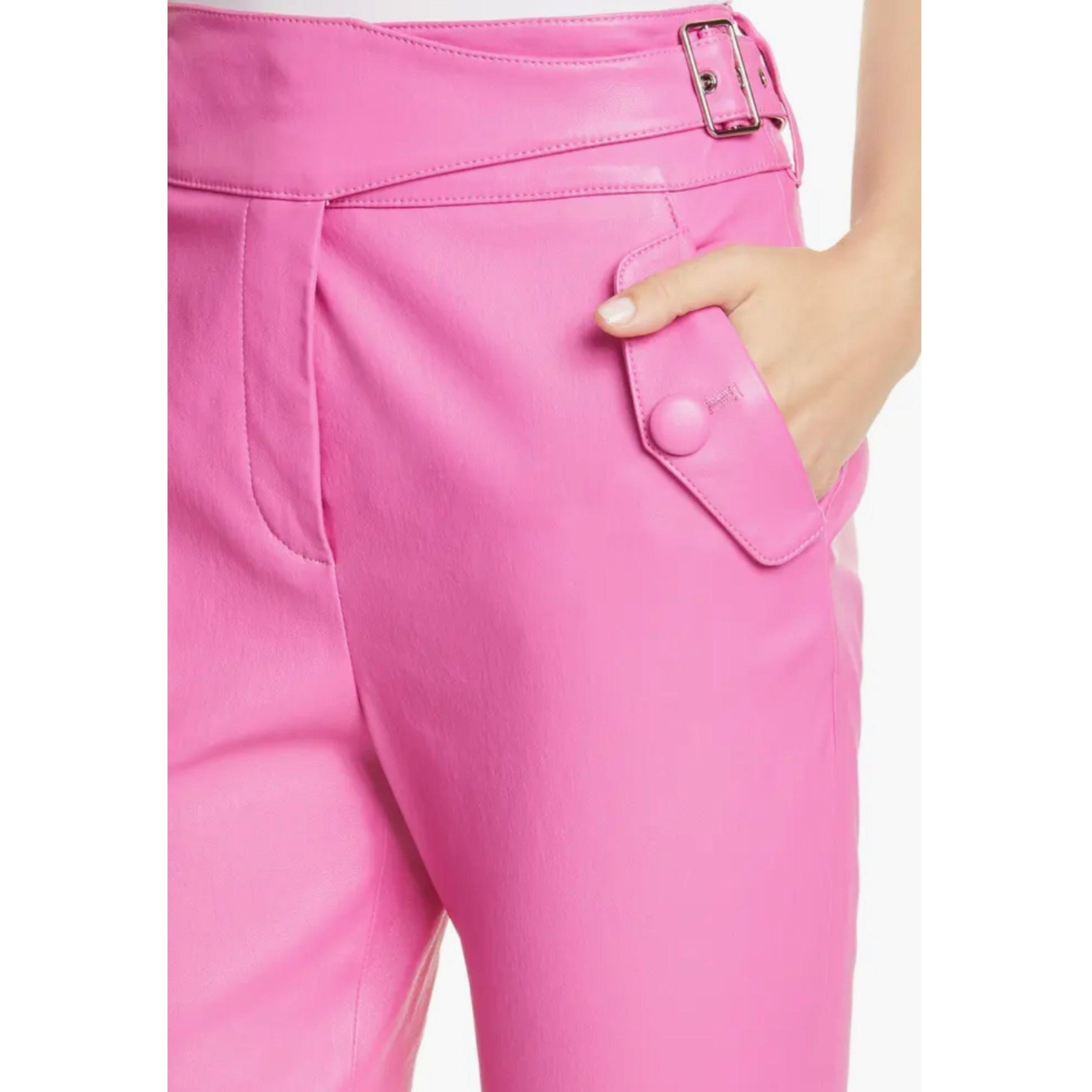 Pink Jania High-rise Leather Ankle Pants