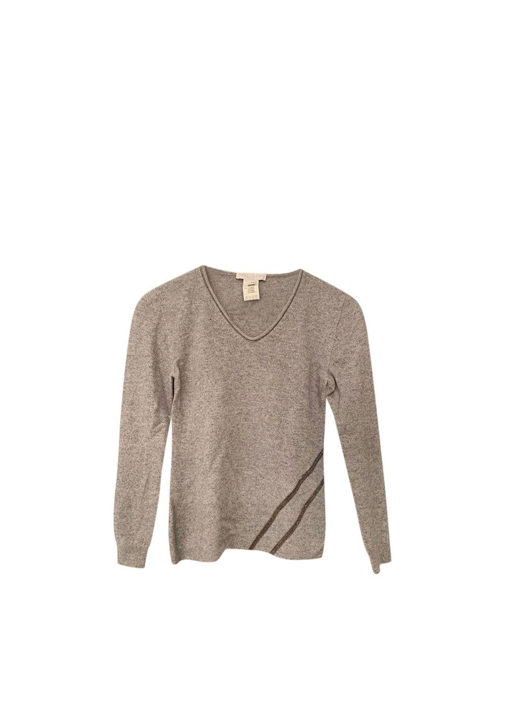 Grey Embellished Cashmere Blend Jumper