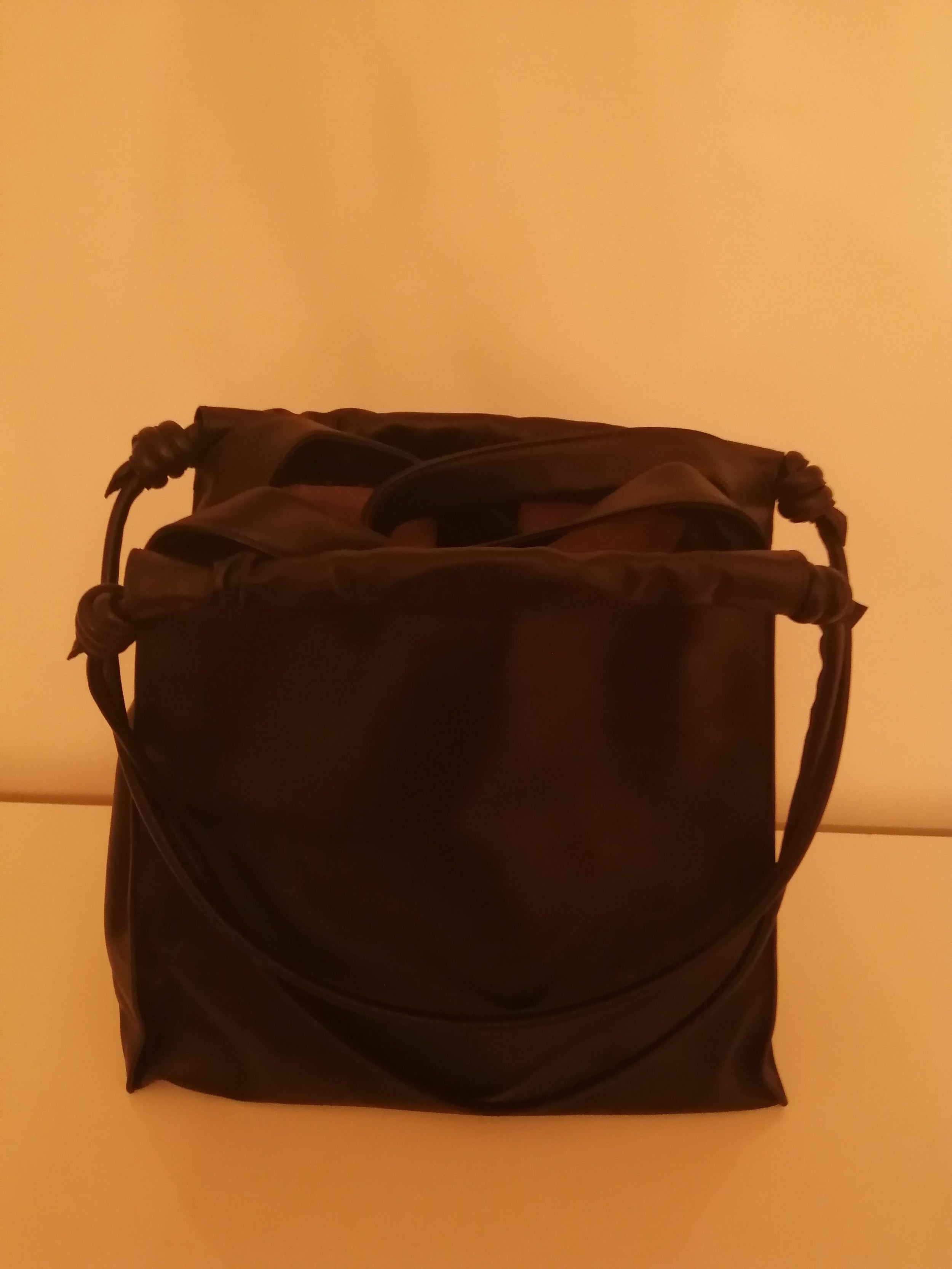 Black leather tote bag