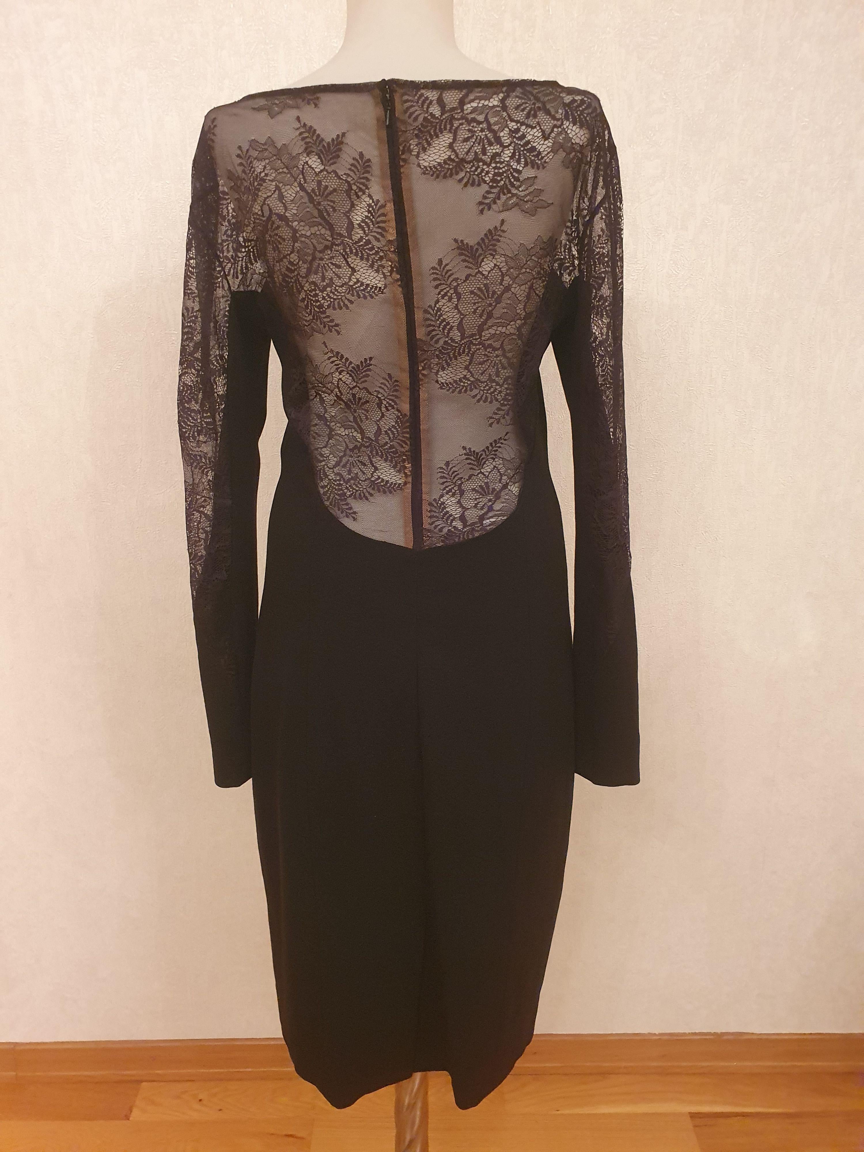 Black Crepe & Lace Sheath Dress