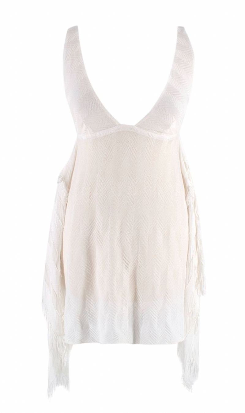 Missoni Mare White Zigzag Woven Draped Top