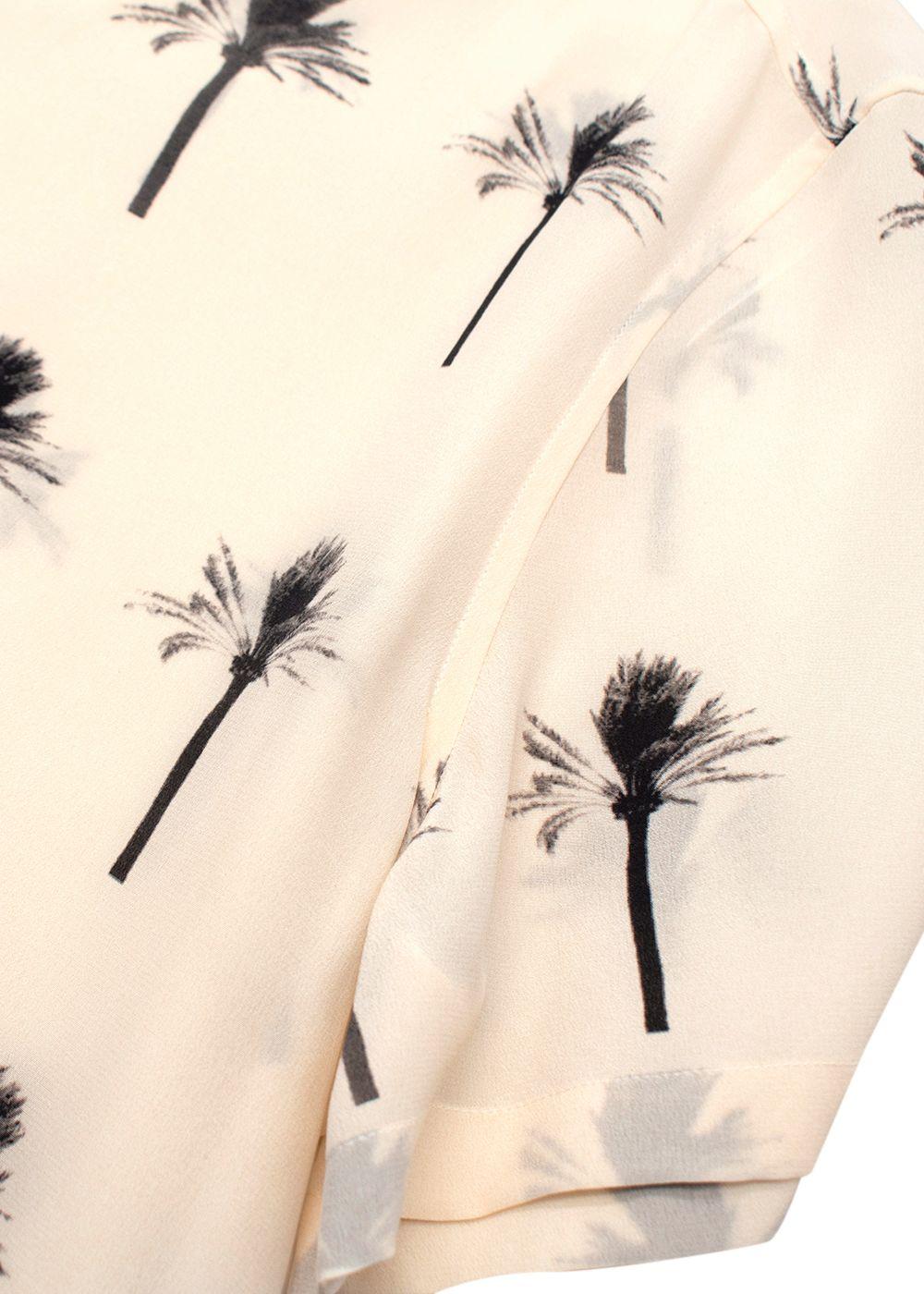 Saint Laurent Cream Palm Tree Print Silk Shirt