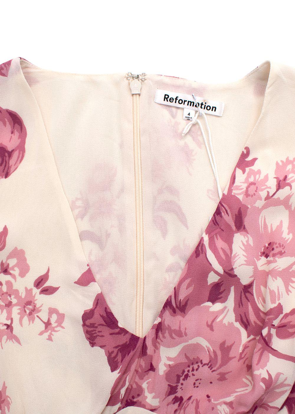 Reformation Ferris Dress in Cream with Pink Florals
