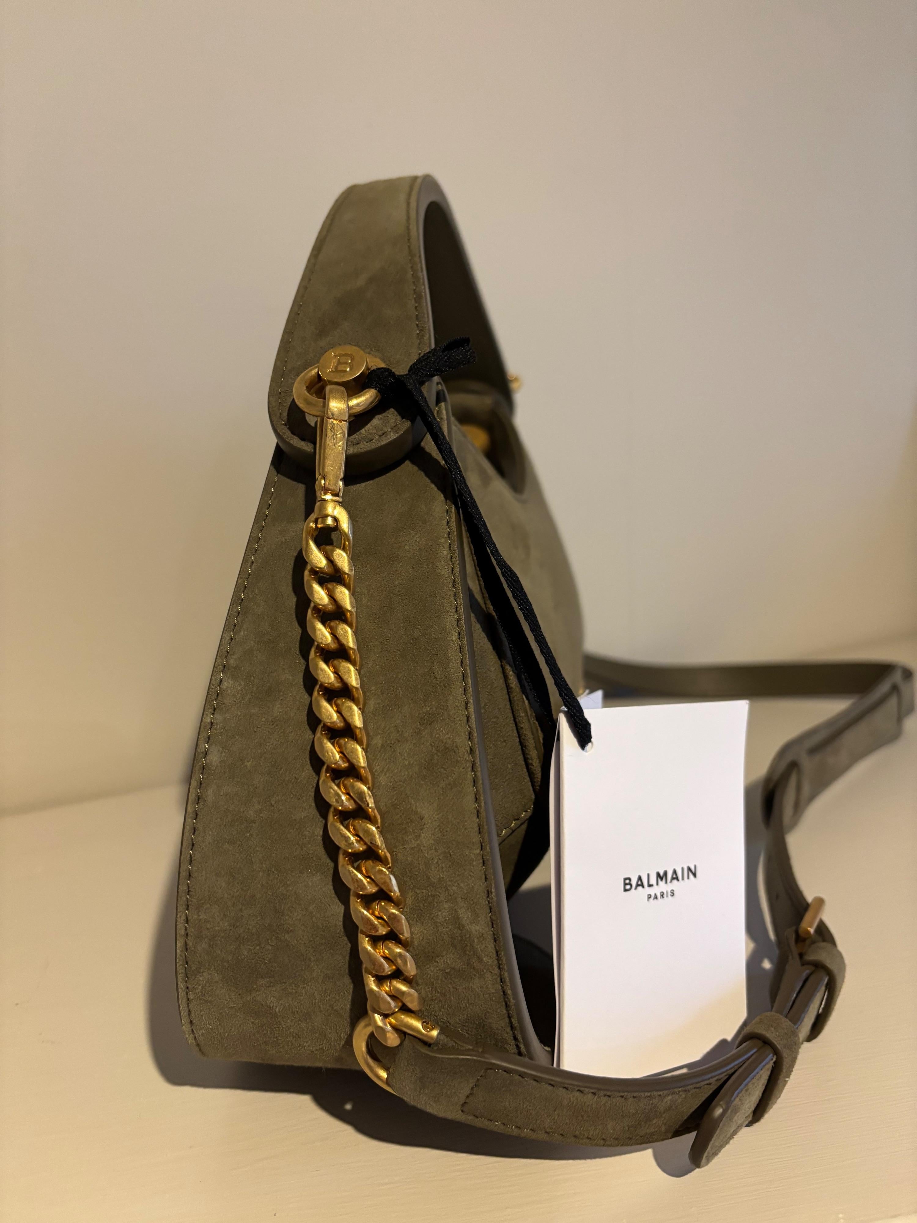 Balmain Khaki Suede Jodie Madame Bag