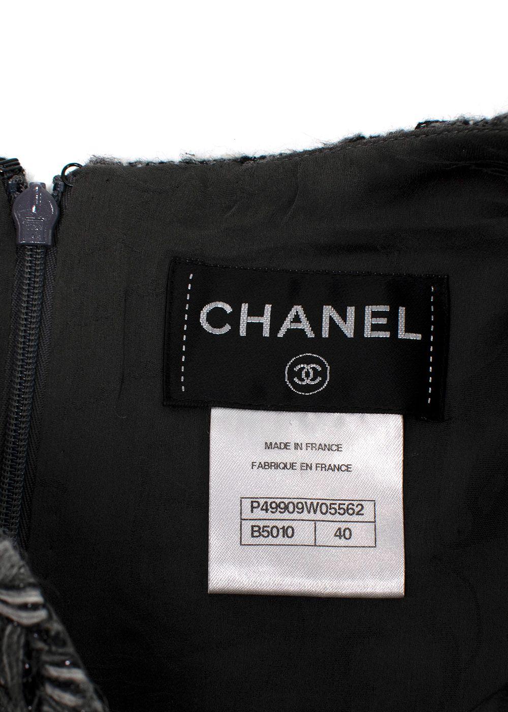Chanel Grey Tweed Sleeveless Shift Dress