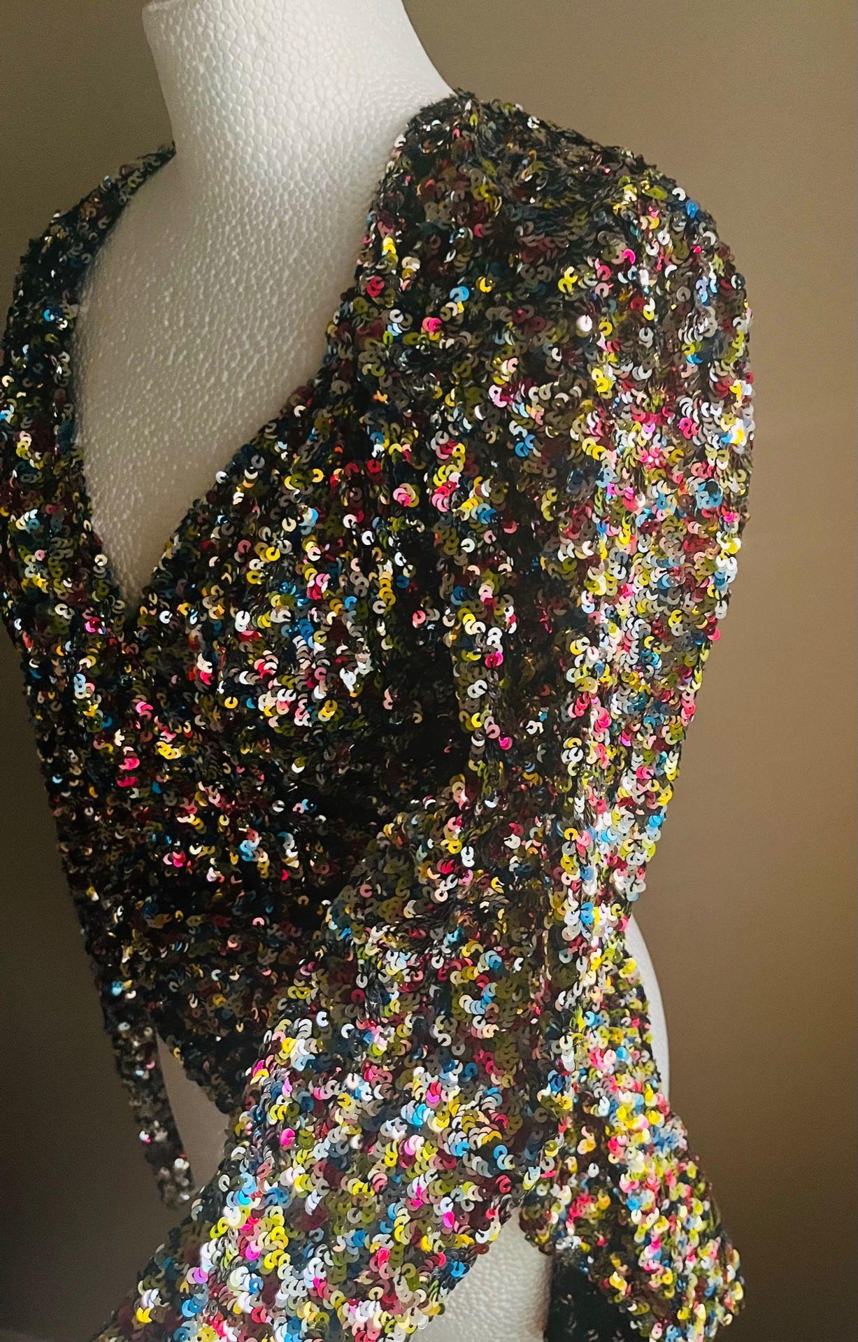 The Attico Multicoloured Sequin Wrap Top