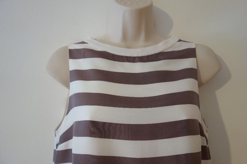 Brunello Cucinelli High-Low Striped A-Line Dress
