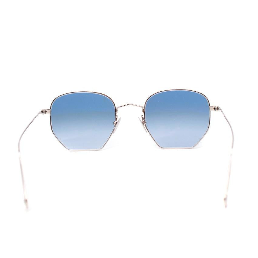 Garrett Leight Liberty Silver & Blue Gradient Octagonal Sunglasses