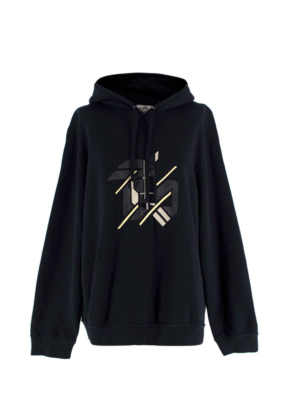 Hermes Noir Hoody with Leather Embroidery