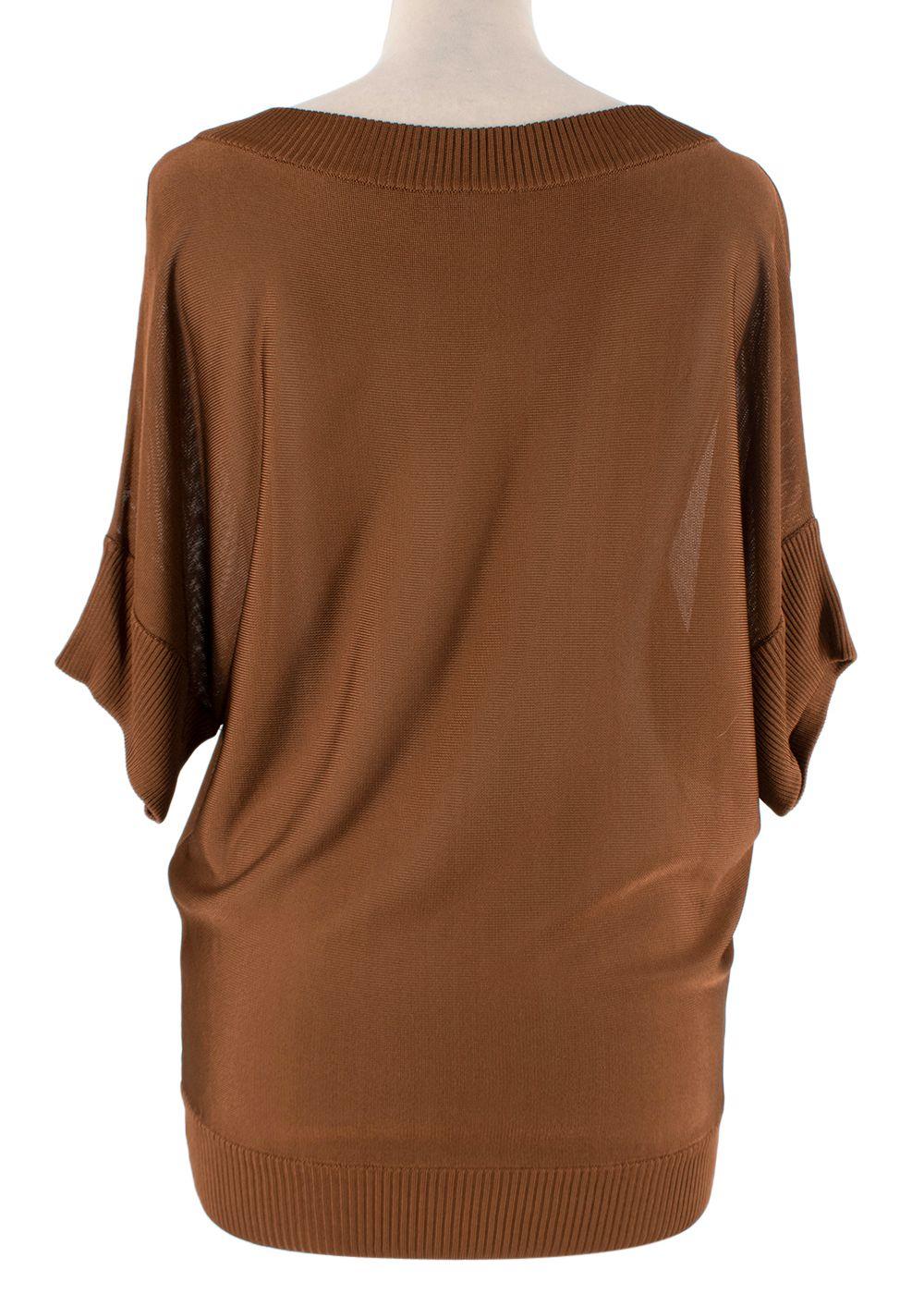 Chocolate Brown Fine-Knit Batwing Sweater