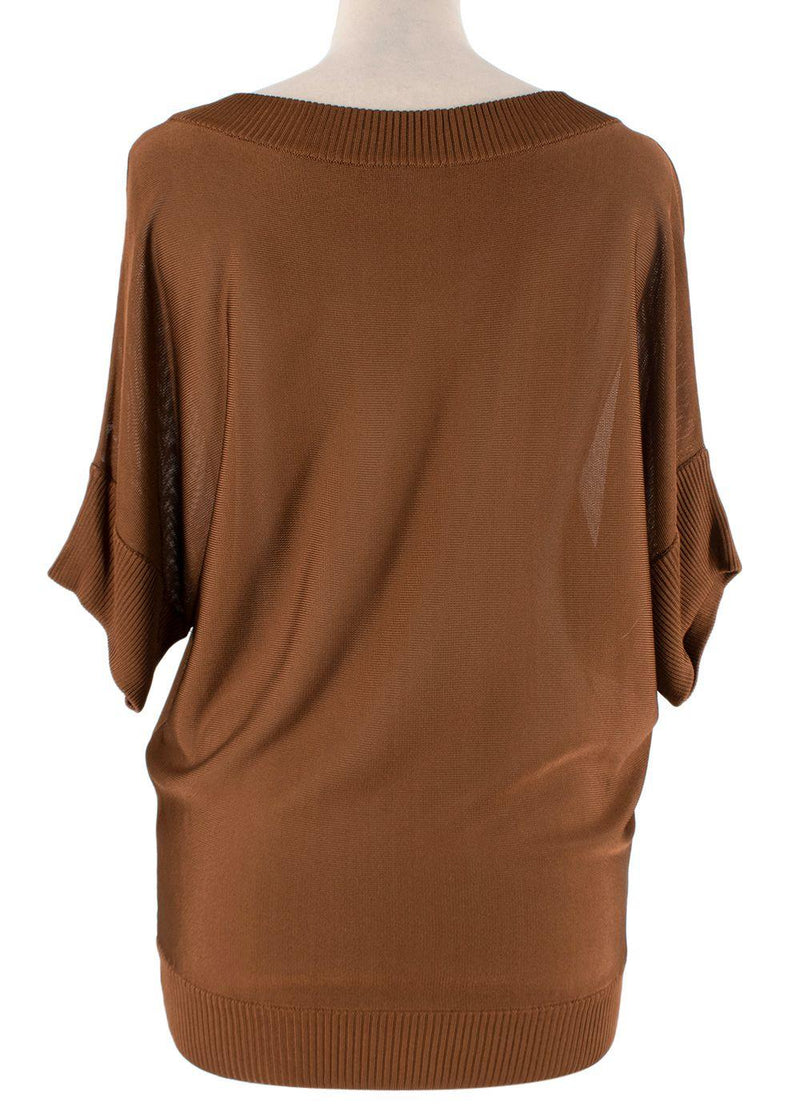 Chocolate Brown Fine-Knit Batwing Sweater