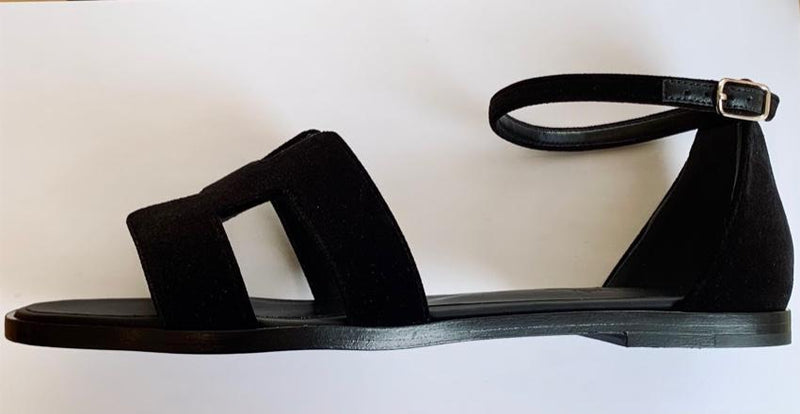 Hermes Black Velvet Santorini Sandals Sold Out