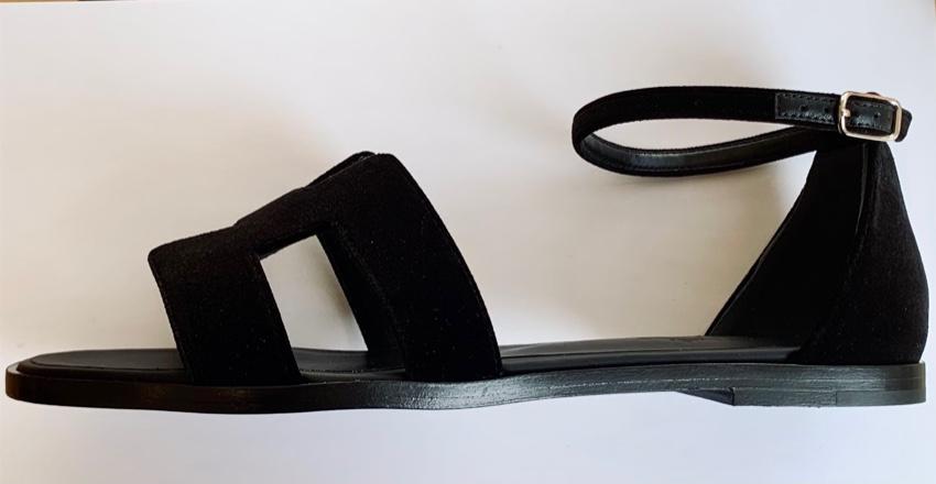 Hermes Black Velvet Santorini Sandals Sold Out