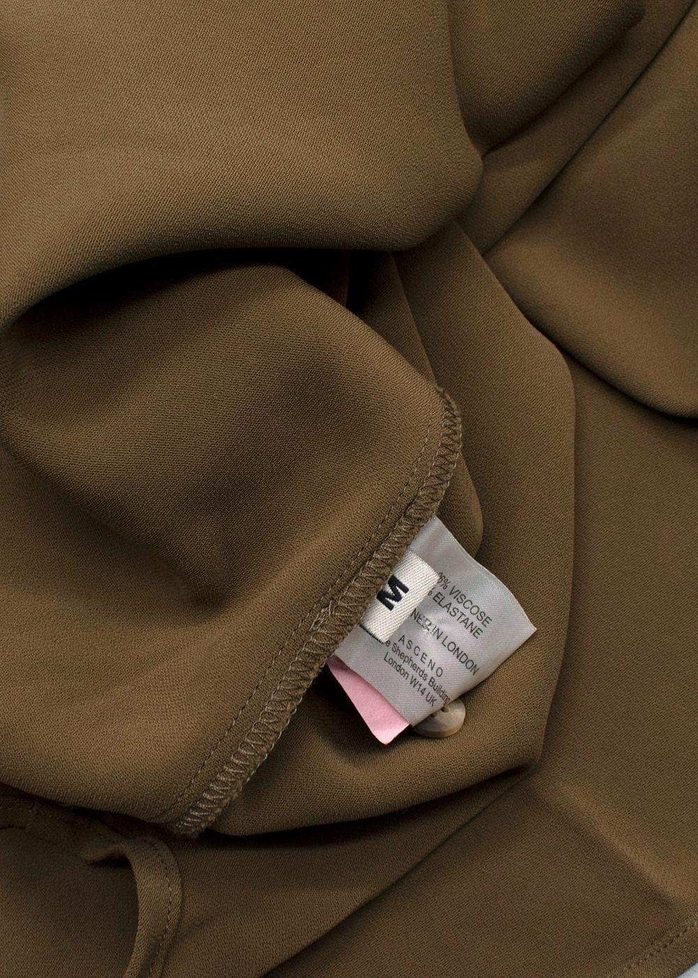 Asceno Green Khaki London Oversized Crepe Shirt
