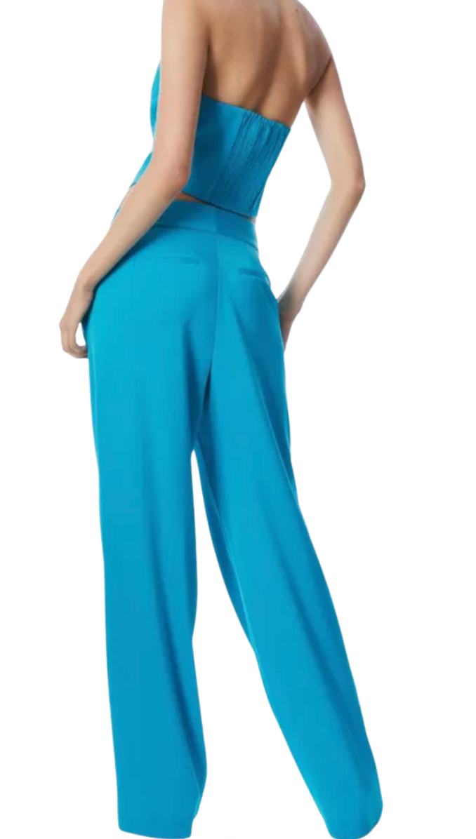 Alice + Olivia Turquoise Backless Waistcoat and Tailored Pant