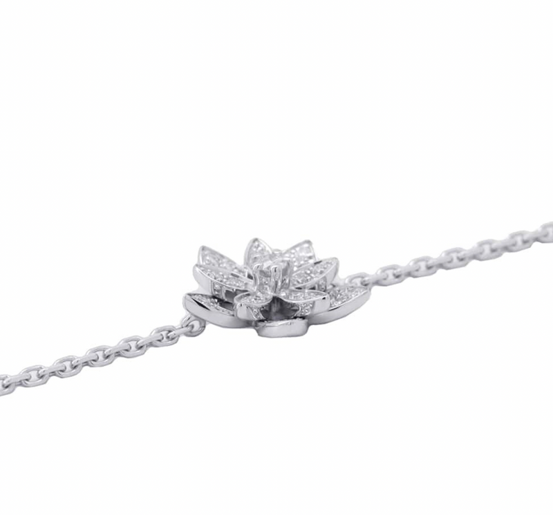 Van Cleef & Arpels White Gold Lotus Bracelet