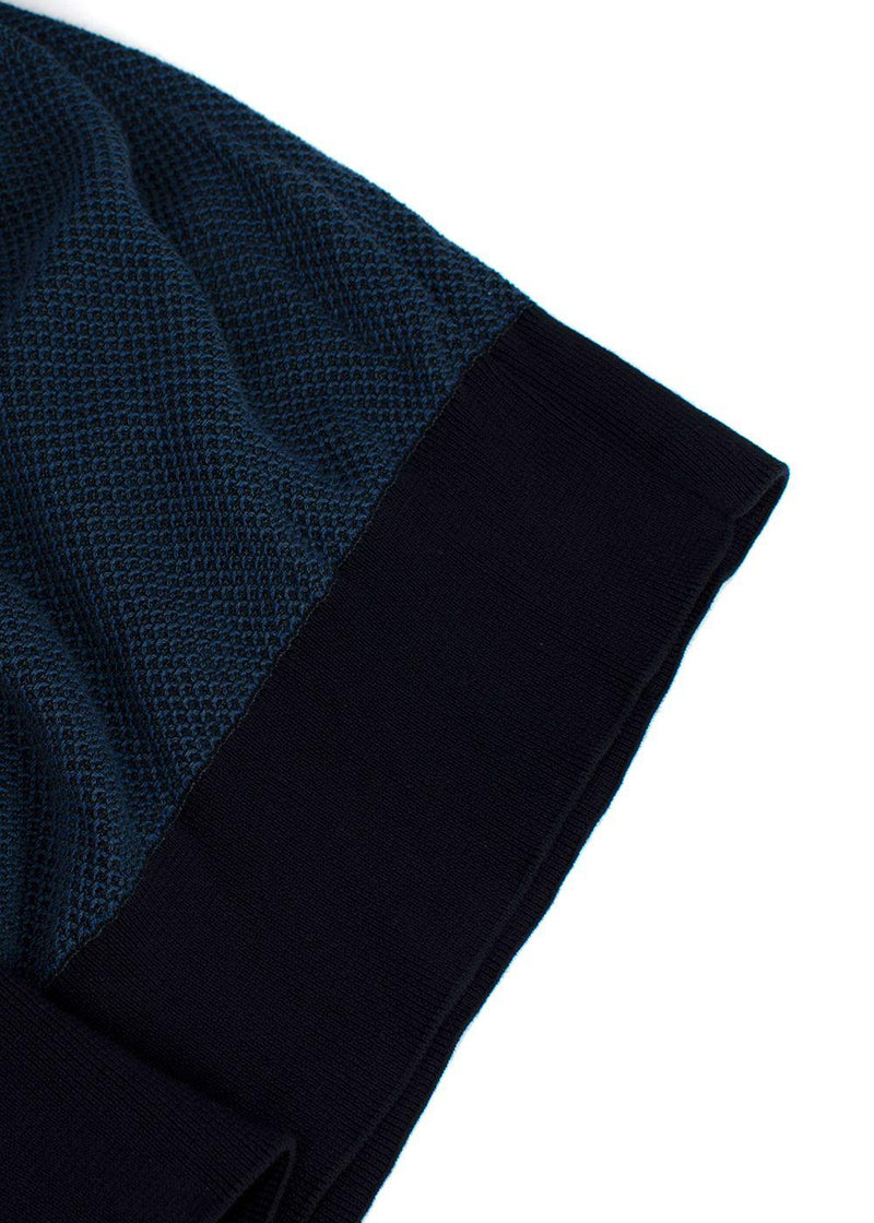 Hermes Blue Two-tone Knitted Cotton  T-Shirt