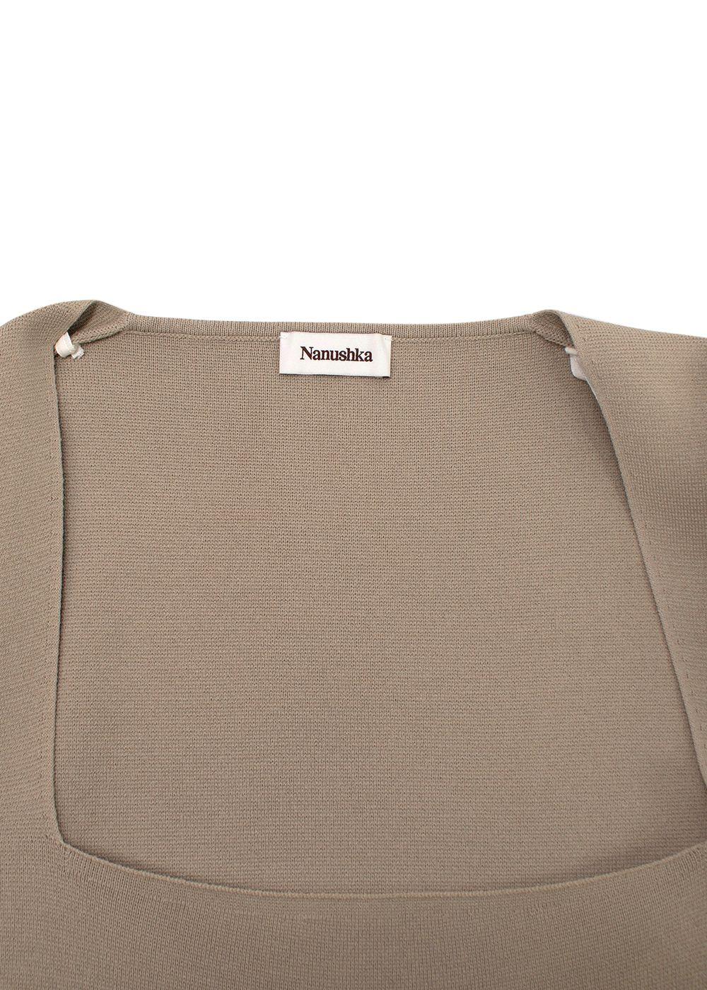 Nanushka Beige Fine Knit Long Sleeve Top