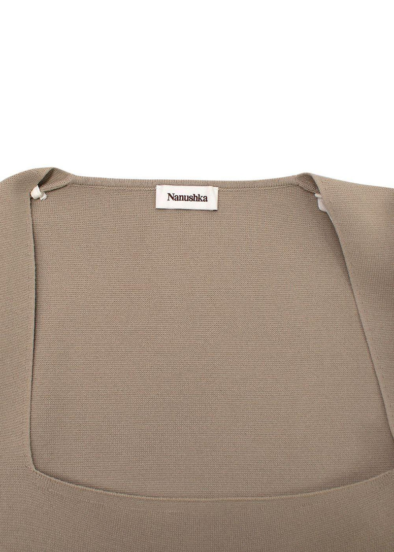 Nanushka Beige Fine Knit Long Sleeve Top