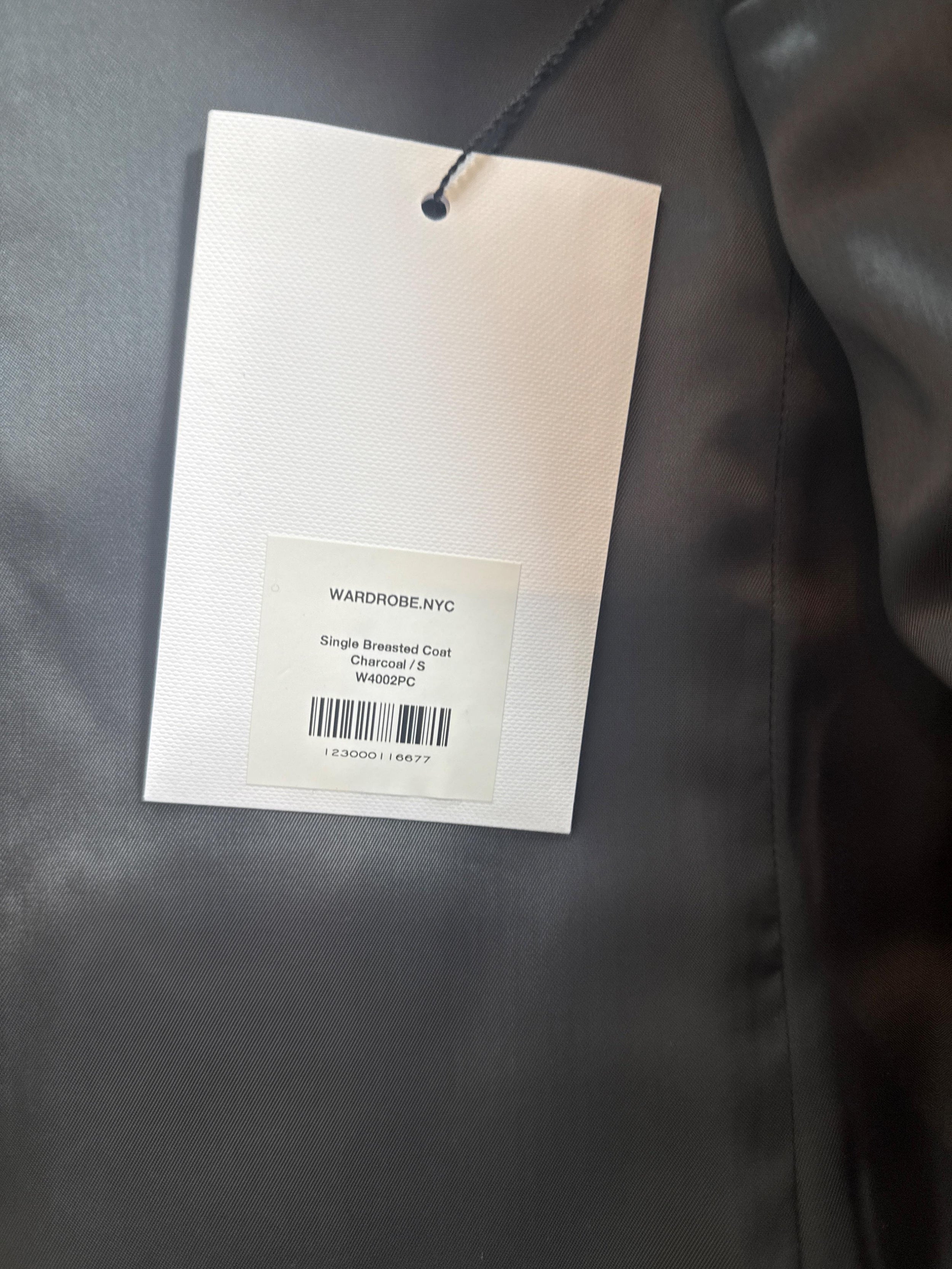 Wardrobe NYC Single Breasted Charcola Grey Coat